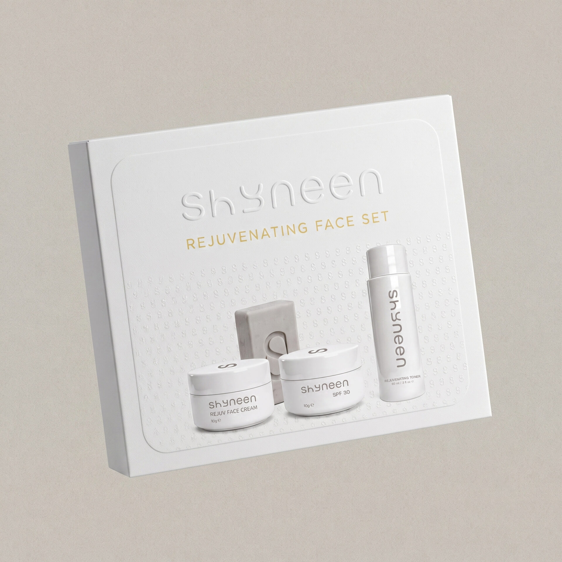 A complete 4-step restorative system: toner, face cream, sunscreen, and rejuvenating soap formulated to renew skin texture, fade dullness, and reveal a youthful, radiant complexion.